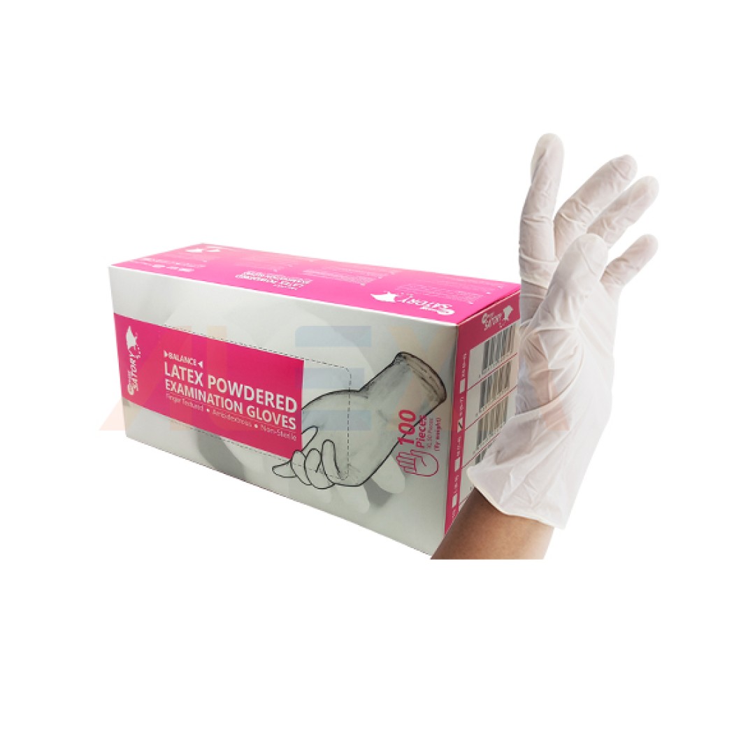 SATORY Powdered Latex Examination Gloves